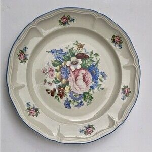 PERUGINO STONEWARE Plater Rose 12" Round Fruit, Salad, Tray/Plater
